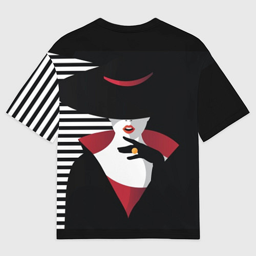 Мужская футболка оверсайз Женщина в шляпе поп-арт / 3D-принт – фото 2