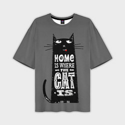 Мужская футболка оверсайз Дом там, где твой кот