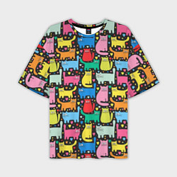 Мужская футболка оверсайз Разноцветные котики