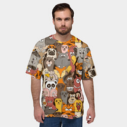 Футболка оверсайз мужская Прикольные зверушки, цвет: 3D-принт — фото 2