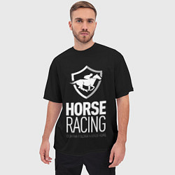 Футболка оверсайз мужская Horse racing, цвет: 3D-принт — фото 2