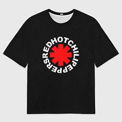 Мужская футболка оверсайз Red Hot chili peppers logo on black