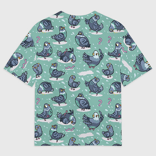 Мужская футболка оверсайз Голуби и червяки / 3D-принт – фото 2