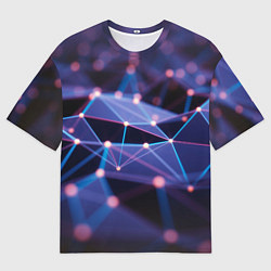 Мужская футболка оверсайз Абстрактные линии и свечение