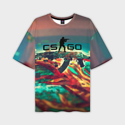Мужская футболка оверсайз CS GO logo abstract