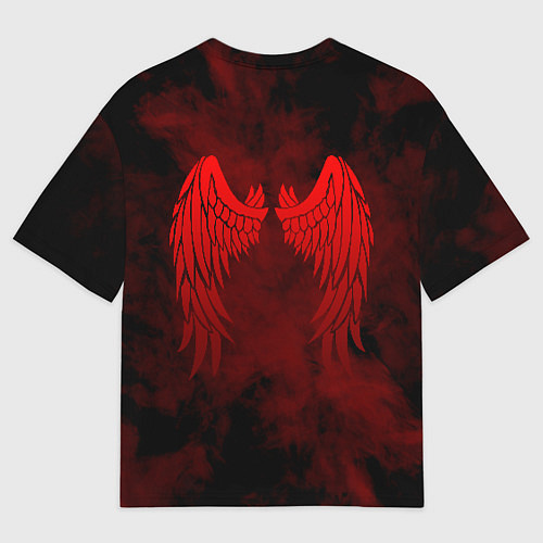 Мужская футболка оверсайз LUCIFER КРЫЛЬЯ / 3D-принт – фото 2