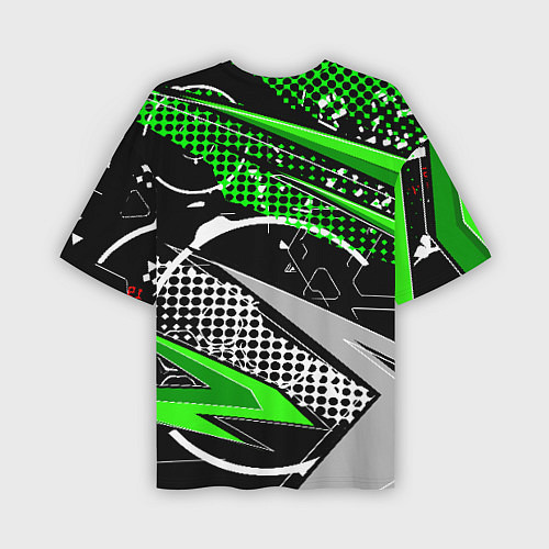 Мужская футболка оверсайз Black and green corners / 3D-принт – фото 2