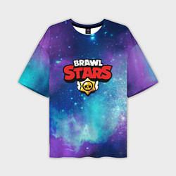 Мужская футболка оверсайз BRAWL STARS лого в космосе