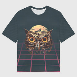 Мужская футболка оверсайз Мудрая сова ретро