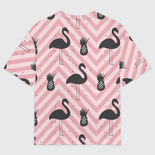 Мужская футболка оверсайз Черный фламинго арт / 3D-принт – фото 2