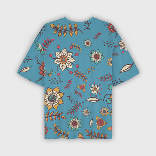 Мужская футболка оверсайз Цветочный рай узор / 3D-принт – фото 2