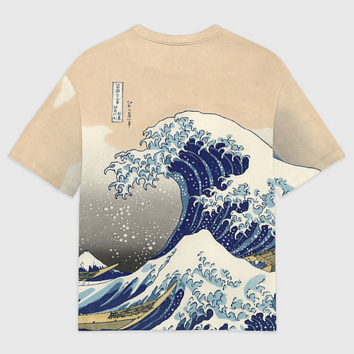 Мужская футболка оверсайз Kanagawa Wave Art / 3D-принт – фото 2