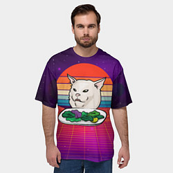 Футболка оверсайз мужская Woman yelling at a cat, цвет: 3D-принт — фото 2