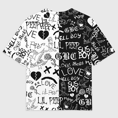 Мужская футболка оверсайз LIL PEEP LOGOBOMBING / 3D-принт – фото 2