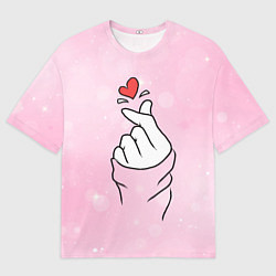 Мужская футболка оверсайз Сердечко пальцами