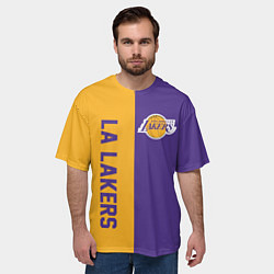 Футболка оверсайз мужская LA LAKERS, цвет: 3D-принт — фото 2
