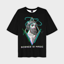 Мужская футболка оверсайз Magic is science - Пифагор