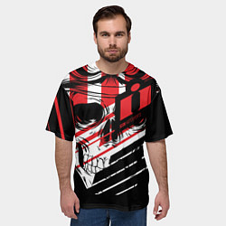 Футболка оверсайз мужская Череп Icon красный, цвет: 3D-принт — фото 2