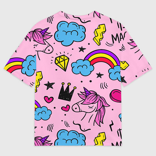Мужская футболка оверсайз Единороги / 3D-принт – фото 2