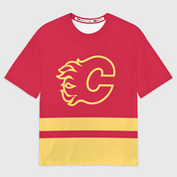 Футболка оверсайз мужская Калгари Флэймз, цвет: 3D-принт