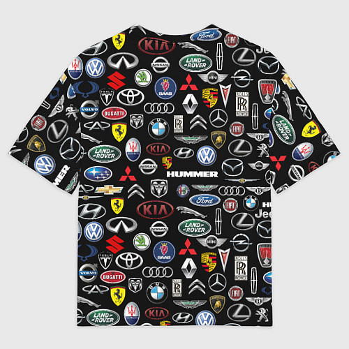 Мужская футболка оверсайз ЛОГОТИПЫ АВТО БРЕНДОВ / 3D-принт – фото 2