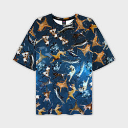 Мужская футболка оверсайз Космические коты