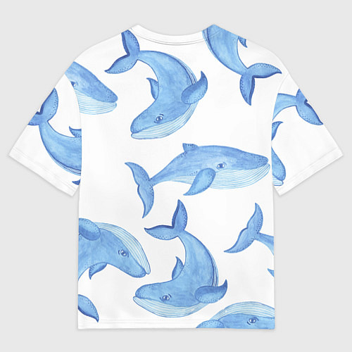 Мужская футболка оверсайз Косяк китов / 3D-принт – фото 2