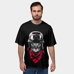 Футболка оверсайз мужская КОТИК В ШЛЕМЕ, цвет: 3D-принт — фото 2