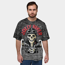 Футболка оверсайз мужская Веселый байкер, цвет: 3D-принт — фото 2