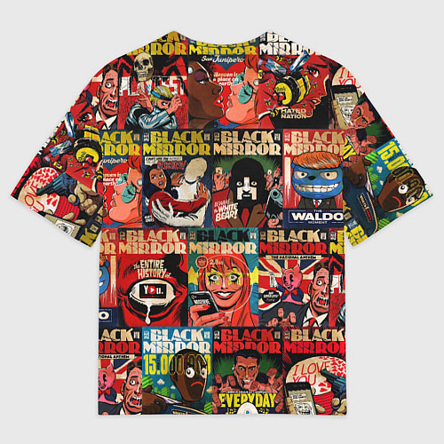 Мужская футболка оверсайз ЧЕРНОЕ ЗЕРКАЛО / 3D-принт – фото 2