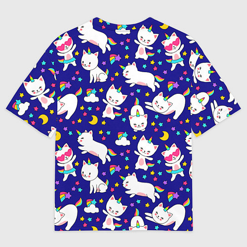 Мужская футболка оверсайз Кот-Единорог / 3D-принт – фото 2