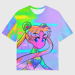 Футболка оверсайз мужская ЦВЕТНАЯ МУН, цвет: 3D-принт