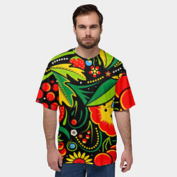 Футболка оверсайз мужская Цветы, цвет: 3D-принт — фото 2