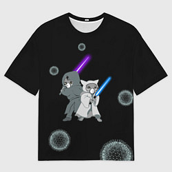 Мужская футболка оверсайз Котики vs Вирус