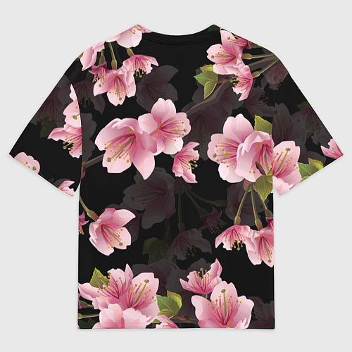 Мужская футболка оверсайз САКУРА ВИШНЯ / 3D-принт – фото 2