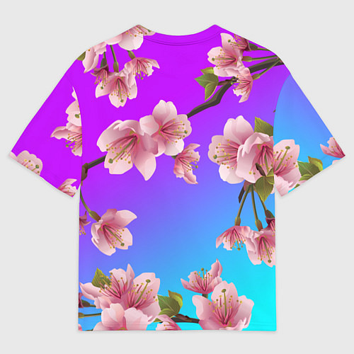 Мужская футболка оверсайз САКУРА ВИШНЯ / 3D-принт – фото 2