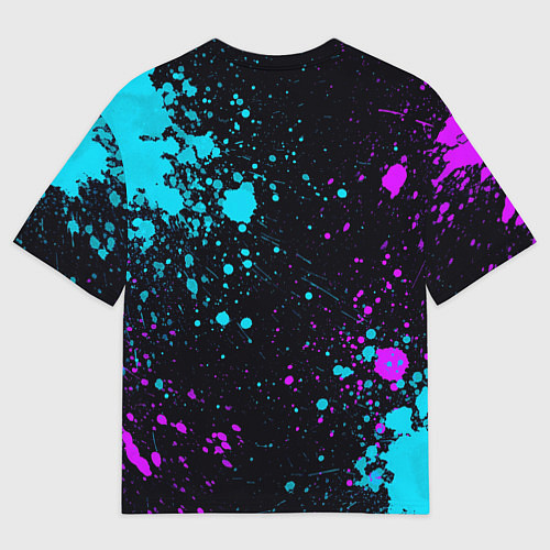Мужская футболка оверсайз БРЫЗГИ КРАСКИ NEON / 3D-принт – фото 2