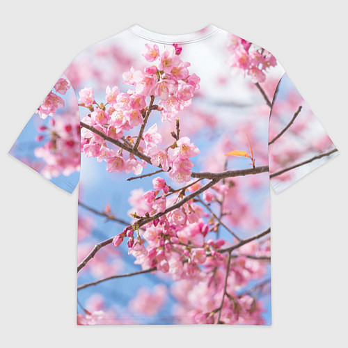 Мужская футболка оверсайз Ветки Сакуры / 3D-принт – фото 2