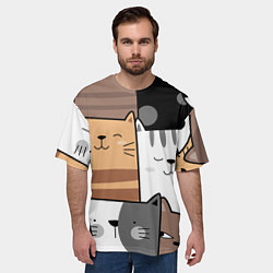 Футболка оверсайз мужская Котейки, цвет: 3D-принт — фото 2