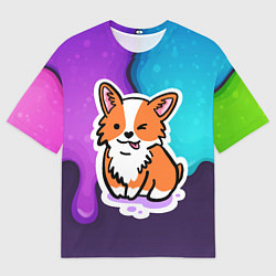 Футболка оверсайз мужская Милый корги, цвет: 3D-принт