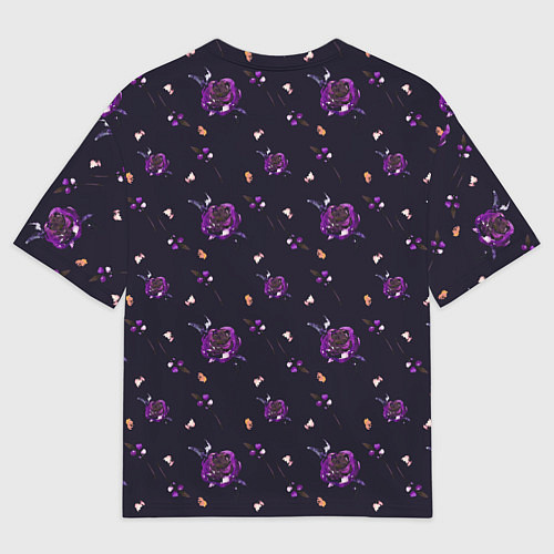 Мужская футболка оверсайз Фиолетовые розы на темном фоне / 3D-принт – фото 2