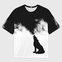 Мужская футболка оверсайз Galaxy wolf