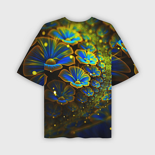 Мужская футболка оверсайз Ночные Цветочки / 3D-принт – фото 2