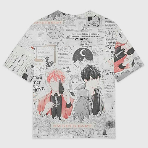 Мужская футболка оверсайз Сато и Рицу / 3D-принт – фото 2
