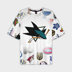 Мужская футболка оверсайз San Jose Sharks NHL teams pattern