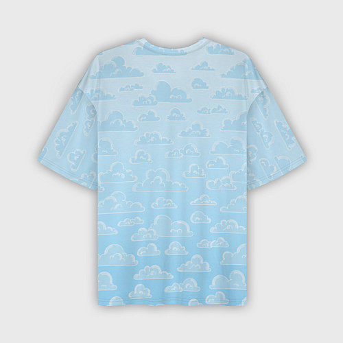 Мужская футболка оверсайз Очень светлые голубые облака / 3D-принт – фото 2