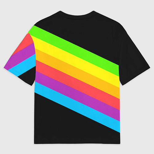 Мужская футболка оверсайз НЕОНОВЫЕ ЛИНИИ / 3D-принт – фото 2