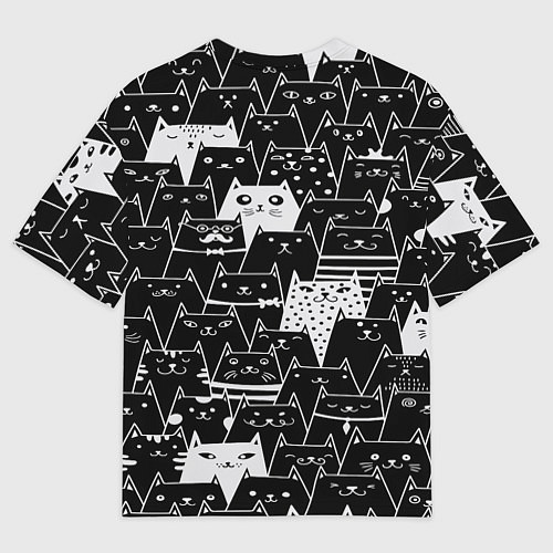 Мужская футболка оверсайз КОТЫ BLACK / 3D-принт – фото 2