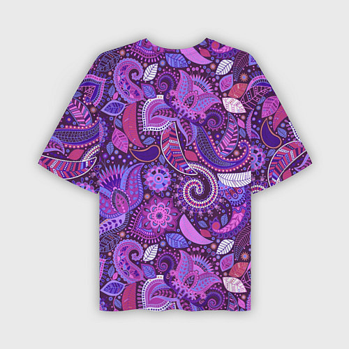 Мужская футболка оверсайз Фиолетовый этнический дудлинг / 3D-принт – фото 2