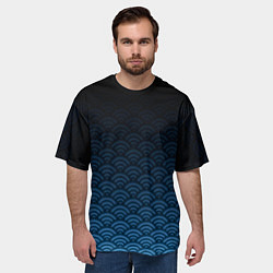 Футболка оверсайз мужская Узор круги темный синий, цвет: 3D-принт — фото 2